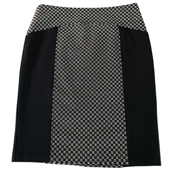 LAUNDRY BY SHELLI SEGAL WOMENS STRAIGHT CUT BLACK & WHITE MIDI SKIRT SIZE 8 - Picture 1 of 8